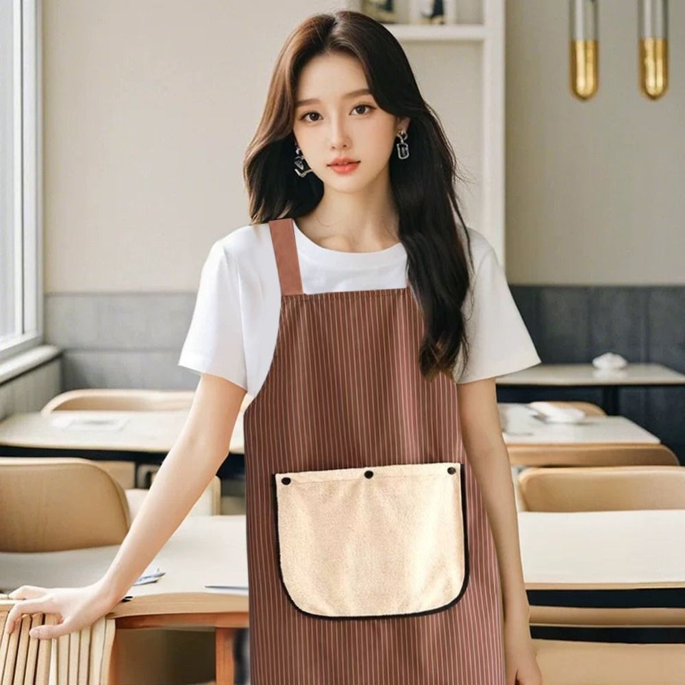 【Dây Chéo Lưng Không Cổ】Tạp Dề Nhà Bếp Chống Thấm Nước Dầu Không Tay, Túi Khăn Lau Tháo Rời Tiện Lợi, Chống Bám Bẩn Dễ Lau, Dùng Nấu Ăn Làm Bánh Nhà Hàng Gia Đình