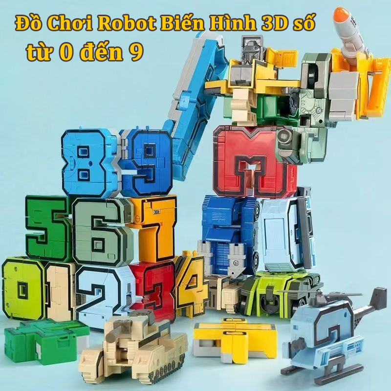 Bộ Đồ Chơi Lắp Ráp Robot Số Biến Hình 10 Số, Xếp Hình + Giáo Dục Vui Nhộn transformers,Bộ khối xây dựng