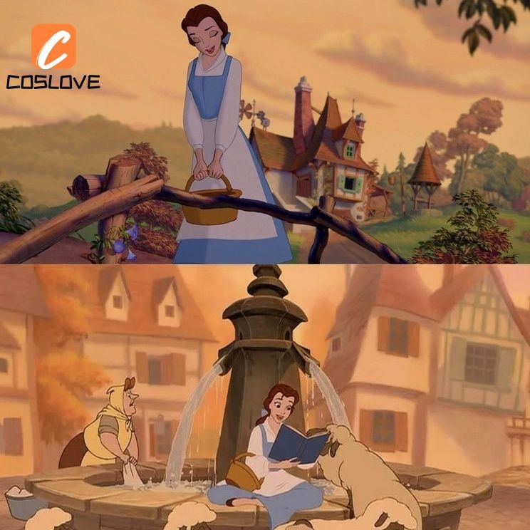 Trang phục cosplay Belle quái thú full set, đầm tay dài cho nữ
