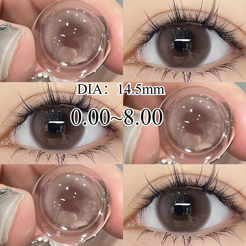 [0.00--6.00] Kính áp tròng Set 2 chiếc Ống kính áp tròng màu xám 14,5mm một năm 01