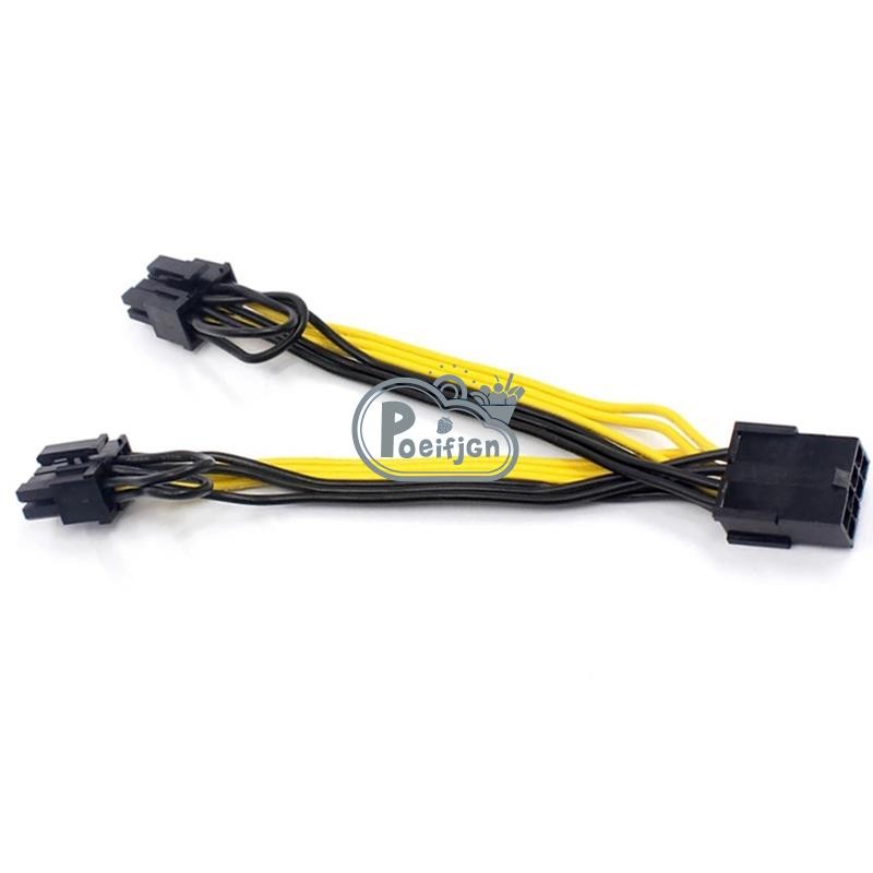 Cpu EPS 8Pin sang 2 cổng PCIe 8Pin Dual PCI-E 6 + 2Pin Y Splitter Miner GPU Card đồ họa Dây cáp cấp nguồn 18AWG 20CM