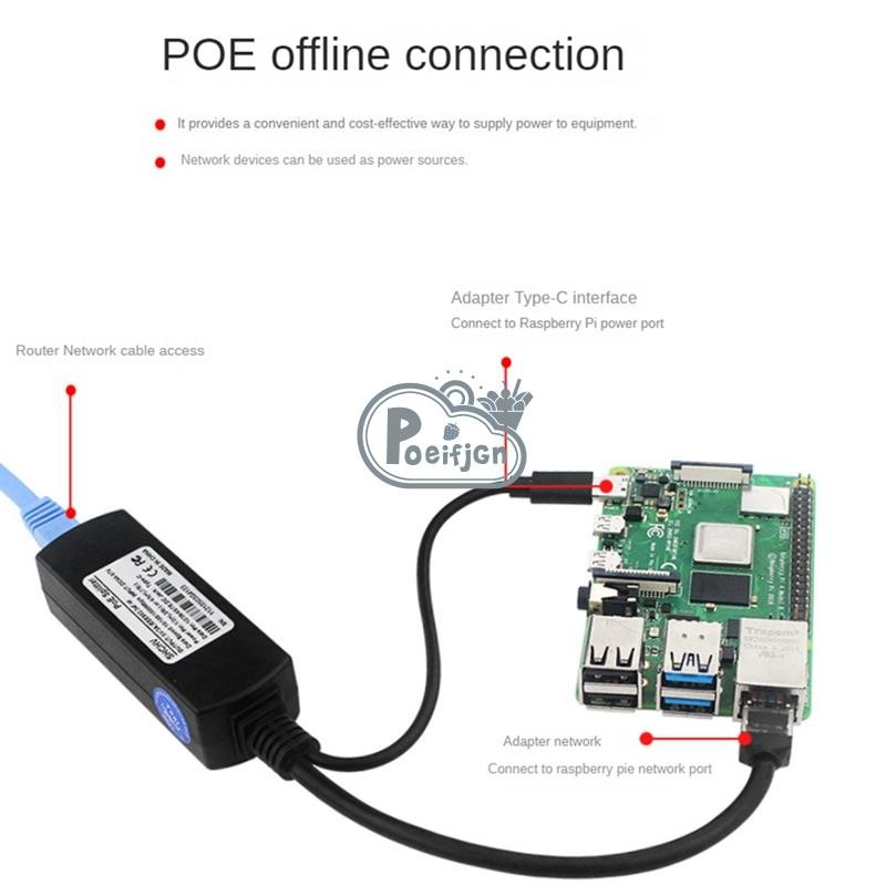 Bộ chia Gigabit POE 5V3A 1000Mbps Type-C Power over Ethernet cho CISCO cho HUAWEI cho Camera IP cho Raspberry Pi 4 Bền Dễ sử dụng
