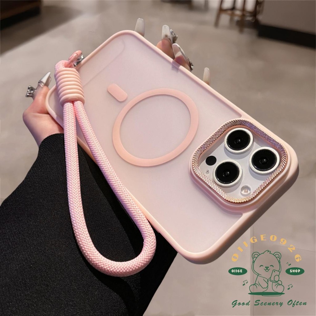 【 Ốp lưng iphone16 】 Dây buộc màu sa mạc Vỏ điện thoại dạng lỏng mờ từ tính iphone16 Pro Max 15 14 13 12 11 cho vỏ iPhone Vỏ mềm silicon TPU + PC chống sốc