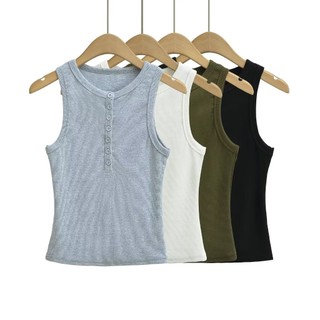 2025 Retro Henry Cổ Áo Vest Nữ Mùa Hè Không Tay Top