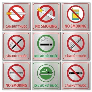 Biển cấm hút thuốc, bảng no smoking dán tường, biển cấm thuốc lá in UV trên Alu sắt nét