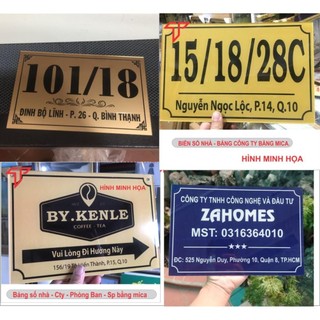 Bảng số nhà mới , Biển số nhà, bảng phòng ban, bảng cty, hộ kinh doanh In UV cao cấp trên Alu, Mica