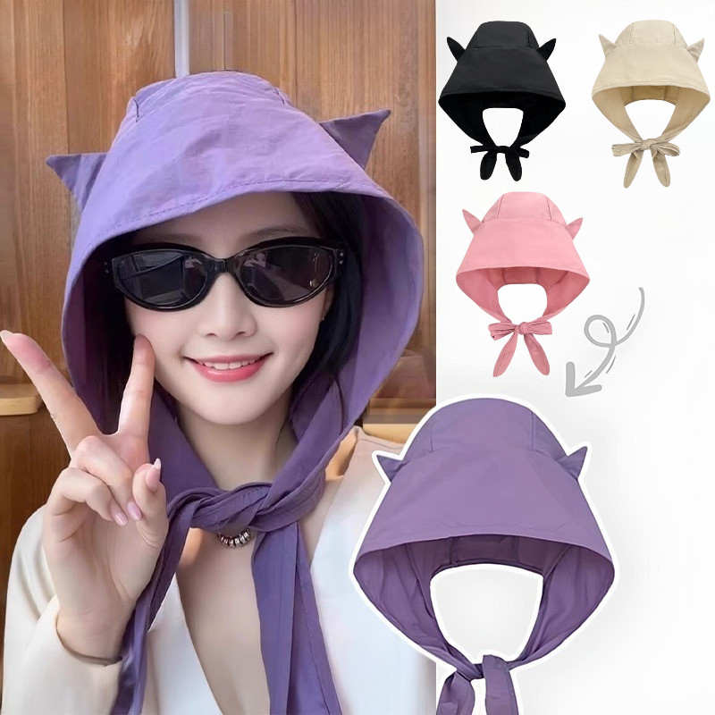 Mũ Dễ Thương Tai Mèo,Mũ Trùm Đầu Tai Mèo,Quỷ nhỏ Mũ ngư dân,Mũ Bucket Thời Trang Hàn Quốc