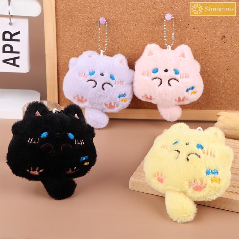 Streamers Squeaking Sang Trọng Mũm mĩm Mặt Dây Chuyền Hoạt Hình Mèo Con Mềm Nhồi Bông Búp Bê Móc Khóa Xe Chìa Khóa Ba Lô Túi Trang Trí Quà Tặng Mới