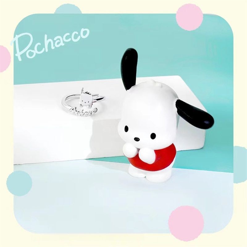 Sanrio Series Pacha Dog Letter Open Ring Dễ Thương Dễ Thương Vui Nhộn Hoạt Hình Niche Tinh Tế Đơn Giản Quà Tặng Sinh Nhật