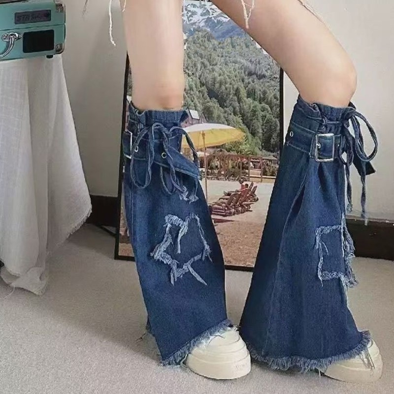 Woke Denims Chân Ấm Cho Nữ Và Bé Gái Ngọt Ngào Thoáng Mát loe Chân Ấm Punk Chân Dài Tất Thời Trang Chân Có Streetw