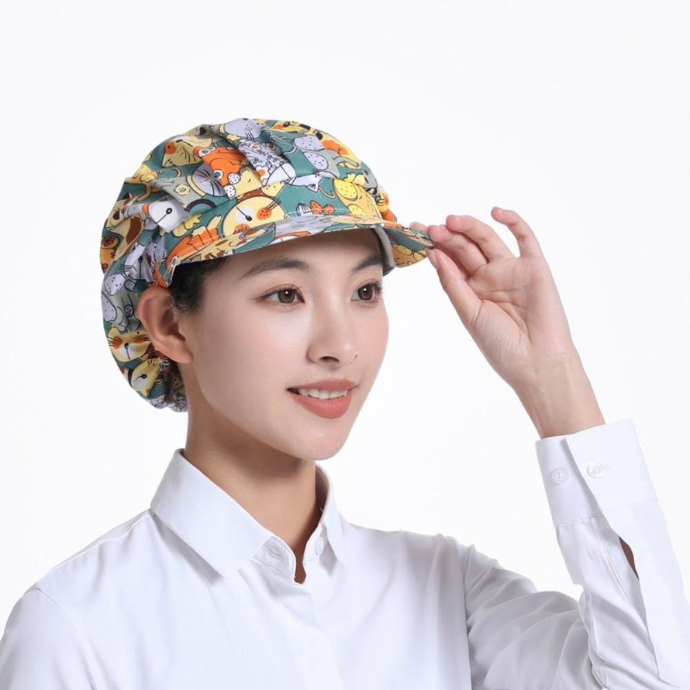 Mũ đầu bếp FEDAOG, Mũ nấu ăn chống dầu chống bụi, Đồng phục làm việc bằng bông in hoa Nhà hàng khách sạn