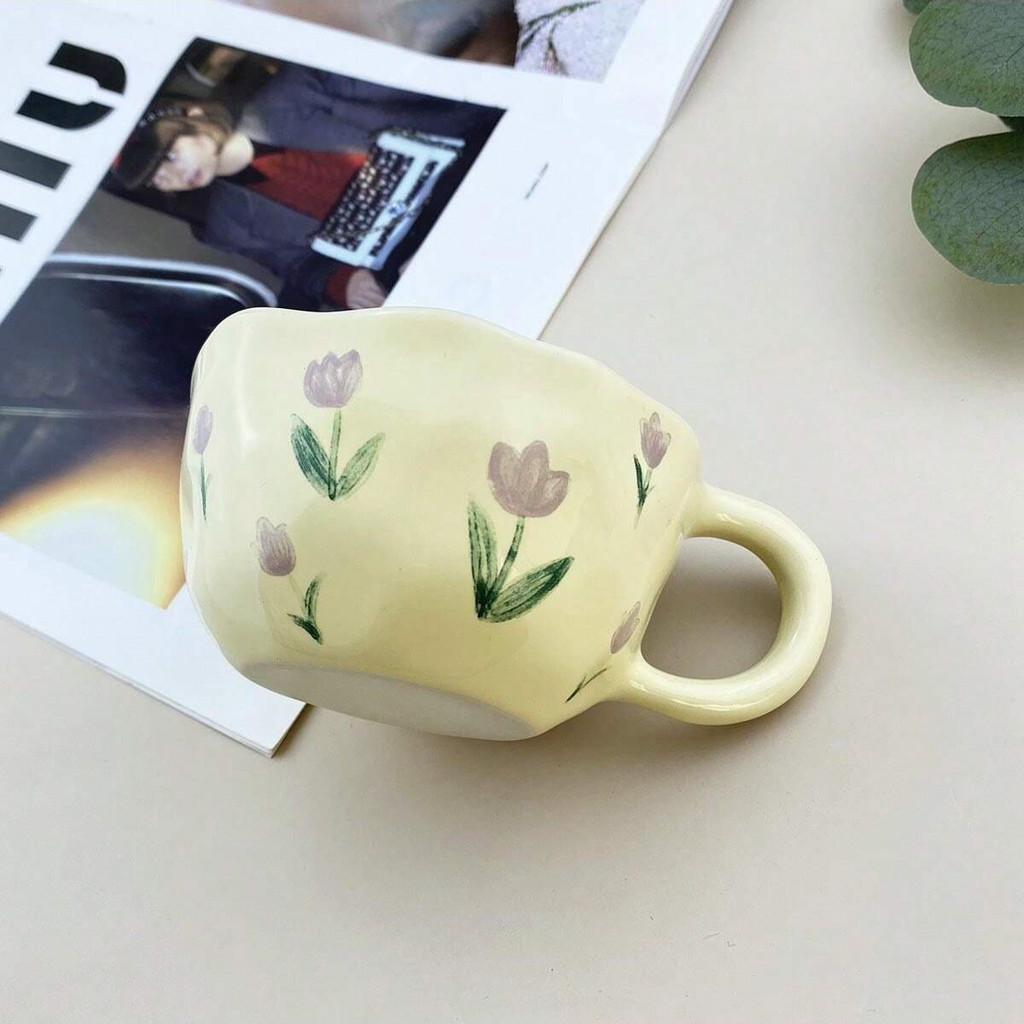 ✨Sữa Màu Vàng Tay Không Đều Gốm Cốc Cà Phê Bột Yến Mạch Ăn Sáng Cốc Sữa