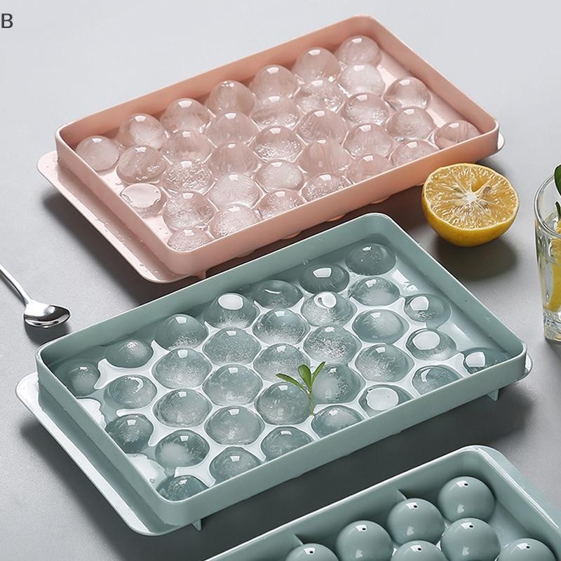 B & N 1 Khay Tròn 3D Có Nắp Nhựa Hình Cầu Phong Cách Đá Khuôn DIY Khuôn Làm Đá Dụng Cụ Nhà Bếp.