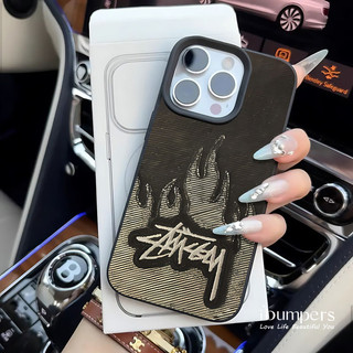 ibumpers Ốp Điện Thoại iPhone Họa Tiết Ngọn Lửa Stüssy Hợp Thời Trang Cho IPhone 16 15 14 12 13 11 Pro Max IP 7 8 Plus X XS XR Ốp Lưng Mỏng Silicon Mềm Da Họa Tiết