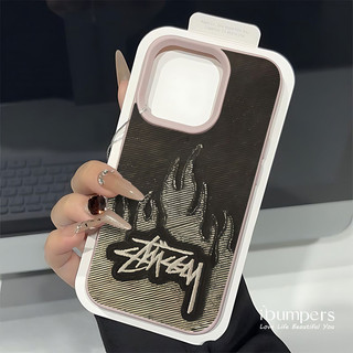 ibumpers Ốp Điện Thoại iPhone Họa Tiết Ngọn Lửa Stüssy Hợp Thời Trang Cho IPhone 16 15 14 12 13 11 Pro Max IP 7 8 Plus X XS XR Ốp Lưng Mỏng Silicon Mềm Da Họa Tiết