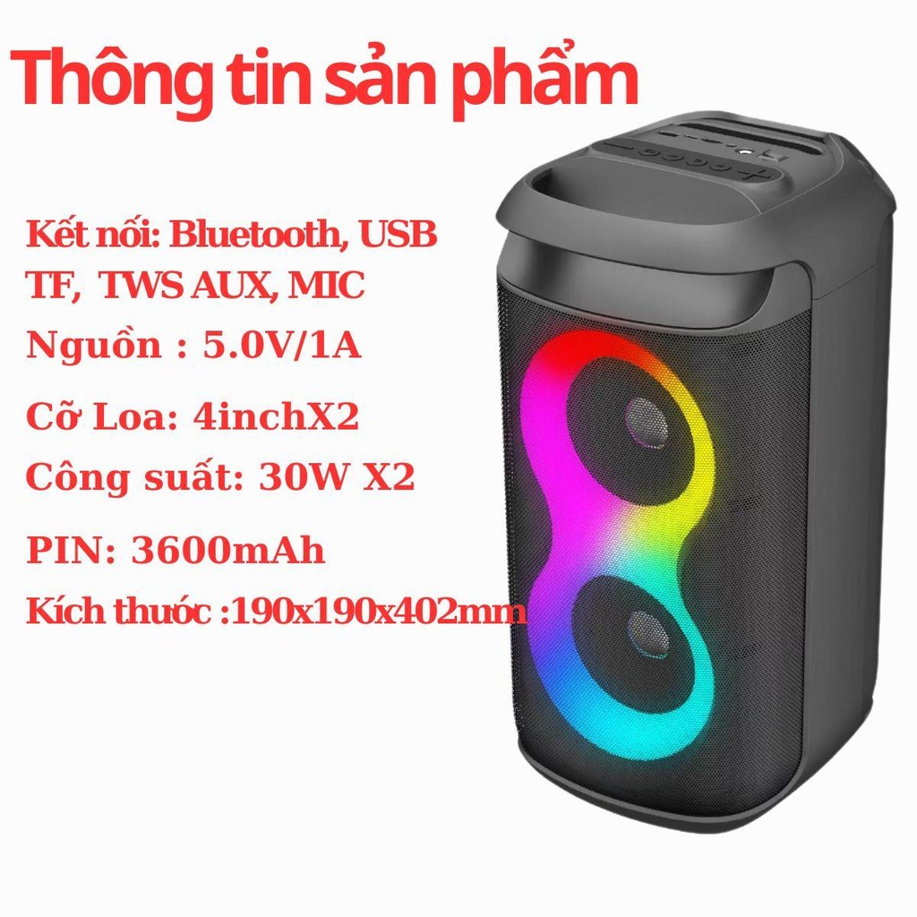 Loa bluetooth KAW PARTY BOX K2 xách tay tiện lợi, Công suất Nghe nhạc mạnh mẽ