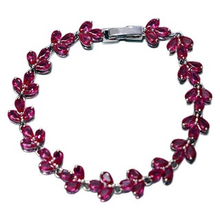 Châu Âu Mỹ ins Phong Cách Mới Cỏ Ba Lá Full Kim Cương Đồng dát Ruby Vòng Tay Nữ