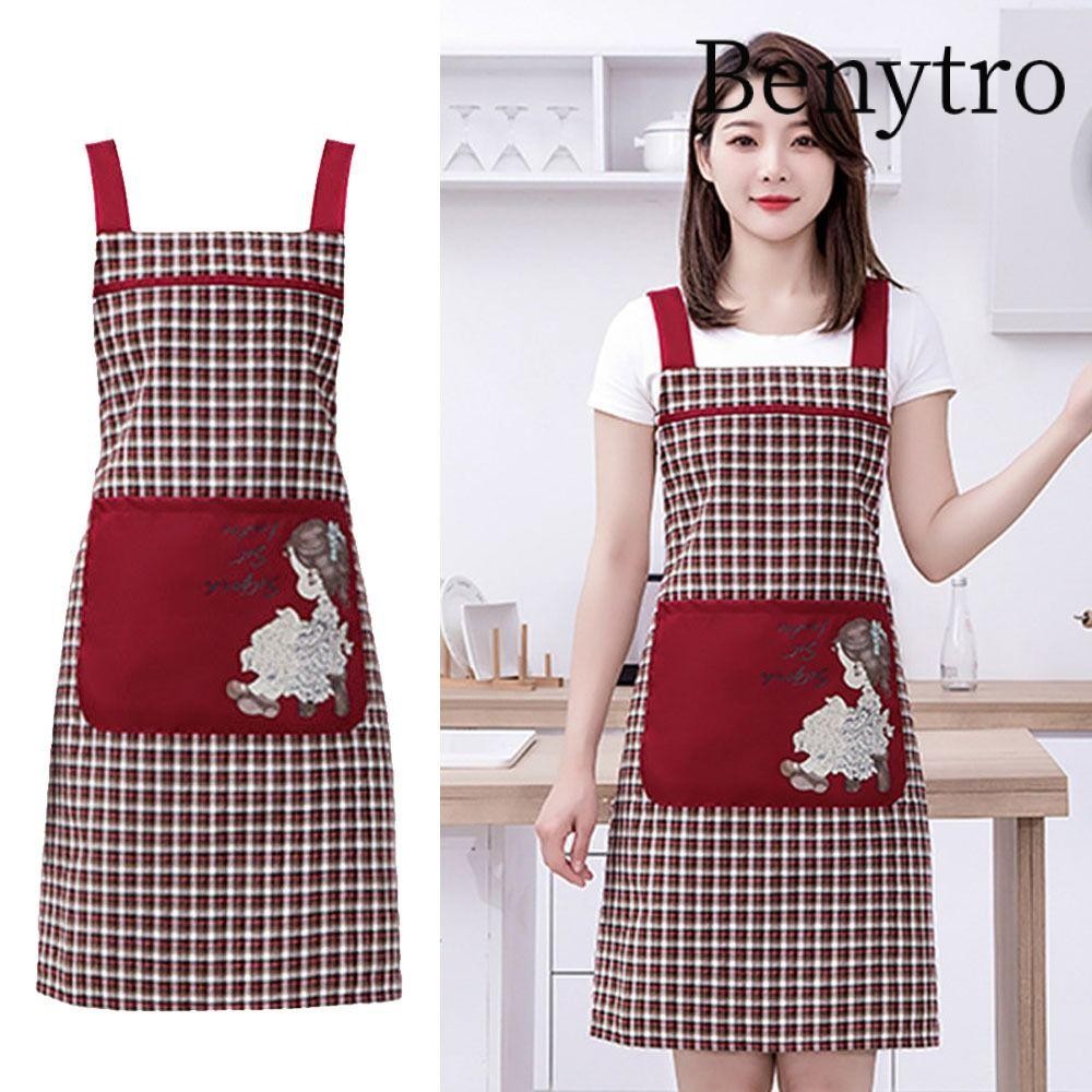 Tạp dề nhà bếp nữ BENYTRO, Tạp dề làm việc gia đình hoạt hình cho bé gái, có túi đựng vải thoáng khí Chống mài mòn Nhà hàng Đồng phục thợ cắt tóc Thợ mộc