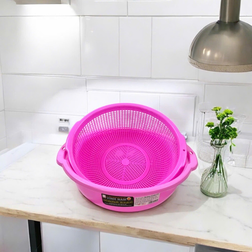Bộ Thau Rổ Tròn Vinh Nam Plastic Thau Rổ Dùng Đựng Thực Phẩm Rau Củ Size Lớn Trung Bé 113-114-115