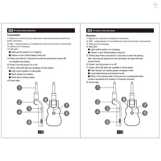 Hệ thống thu phát âm thanh không dây UHF USB có thể sạc lại đón cho đàn Guitar điện Bass Phụ kiện nhạc cụ âm nhạc