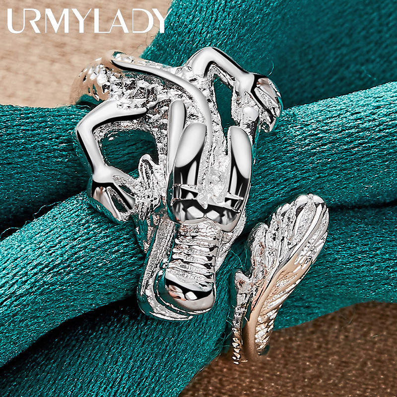 URMYLADY Bạc 925 Rồng Có Thể Điều Chỉnh Nhẫn Nam Tiệc Cưới Thời Trang Quyến Rũ Trang Sức