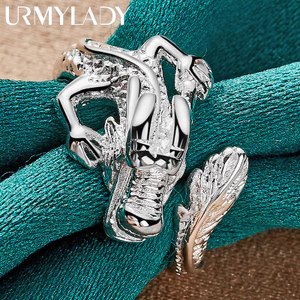 URMYLADY Bạc 925 Rồng Có Thể Điều Chỉnh Nhẫn Nam Tiệc Cưới Thời Trang Quyến Rũ Trang Sức