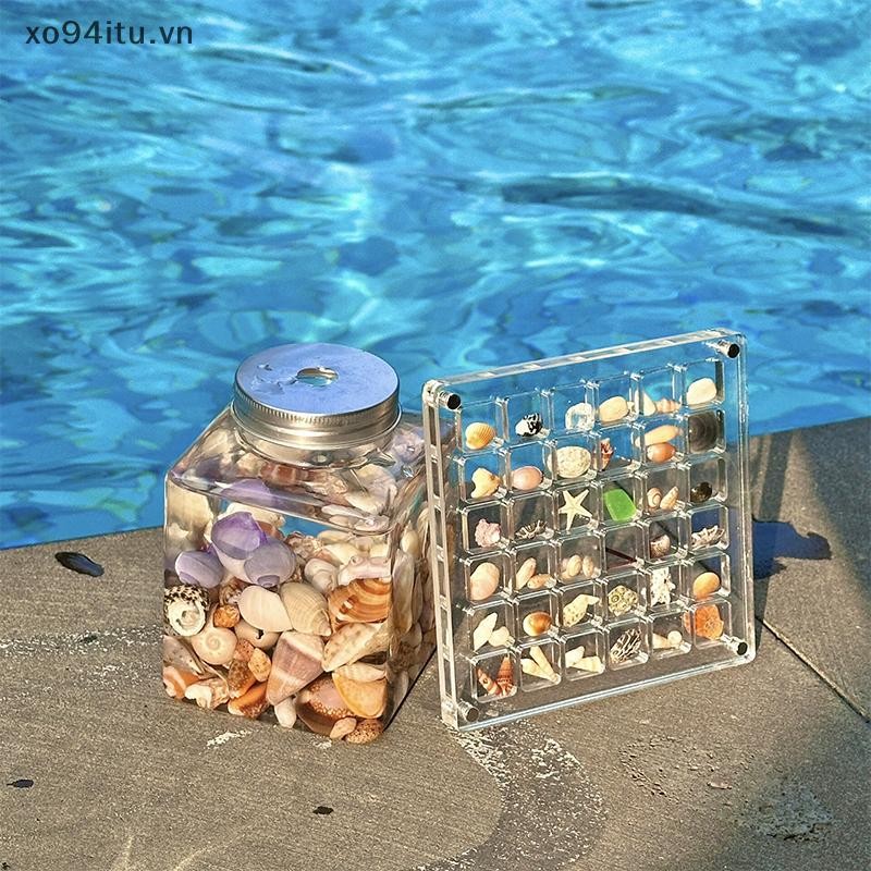 XOITU Acrylic Từ Seashell Hộp trưng bày Seashell Clear Starfish Trinket Organizers 36 / 64 / 100 Lưới Hộp đựng vỏ sò VN