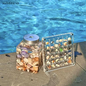 XOITU Acrylic Từ Seashell Hộp trưng bày Seashell Clear Starfish Trinket Organizers 36 / 64 / 100 Lưới Hộp đựng vỏ sò VN