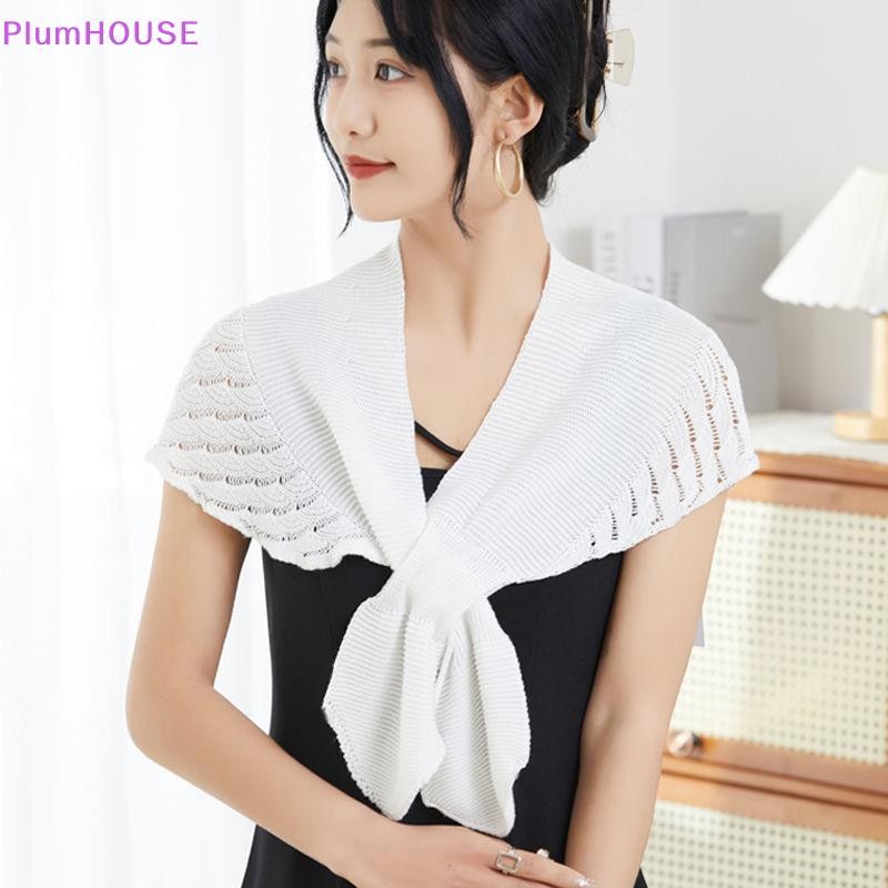 Plumhouse Nữ Dệt Kim Ấm Khăn Choàng Cổ Trơn Bảo Vệ Khăn Màu Trơn Áo Vai Cổ Giả Mùa Hè Điều Hòa Ngoài Tháp VN