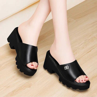 Dép Nữ Đế Xuồng Bánh Mì Quai Ngang Da Mềm Cao Cấp-Mã CG271
