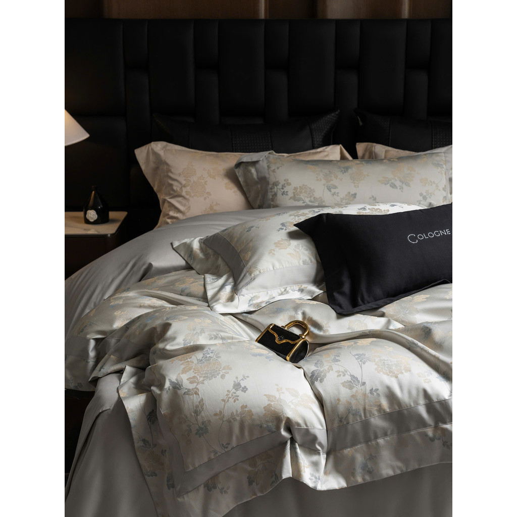 (L41225)Bộ Chăn Ga Gối Chất Liệu Tencel Cotton Mềm Mịn Thoáng Khí Họa Tiết Vân Chìm Tinh Tế  - MemMinbedding Luxury