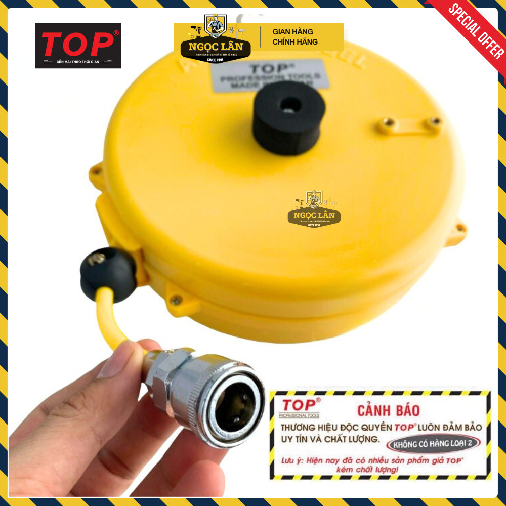 [Chính hãng TOP] Ống treo hơi, Cuộn dây hơi tự rút TOP hộp nhựa vàng 5mmx8mm (dài 8m) cao cấp