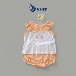 Bộ hè bé gái Bunny cổ bèo chất thun lạnh mềm mát thoáng khí size 4-15kg