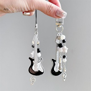 JULYHOT Đàn Guitar Dễ Thương Micro Hạt Điện Thoại Di Động Dây Xích Ngọt Quyến Rũ Móc Khóa Ba Lô Nhạc Note Mặt Dây Chuyền Túi Trang Trí Cô Gái Quà Tặng Massivedeals