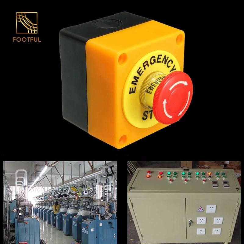 Nút nhấn công tắc dừng khẩn cấp có hộp Phụ kiện AC660V 10A 2.8x2.5x3inch