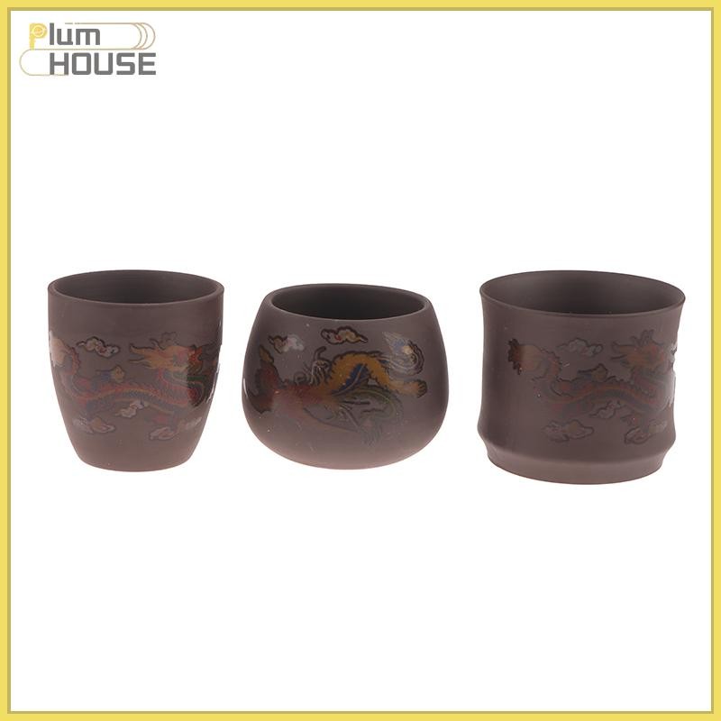 PlumHOUSE Rồng Phượng Phong Cách Trung Hoa Đổi Màu Đất Sét Tím Chống Bỏng Bia Bát Drinkware Bộ Trà VN