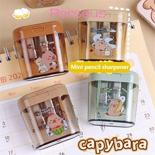 MEGOCE Sinh viên Máy mài bút chì dễ thương, Máy mài bút chì Capybara hoạt hình Mini, Máy mài bút chì cho trẻ em Dụng cụ mài di động hai lỗ