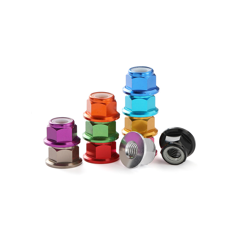 M2 M2.5 M3 M4 M5 M6 M8 Hợp Kim Nhôm Nhiều Màu Sắc Mặt bích Đai ốc Nylon Chèn Khóa Đai ốc Tự khóa Đai ốc Chống looseNut CW cho RC