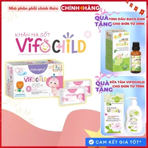 Khăn lau hạ sốt VIFOCHILD Hộp 4 gói Thải nhiệt hạ sốt chuẩn Nhi Khoa Làm mát cơ thể cho bé Baby 4