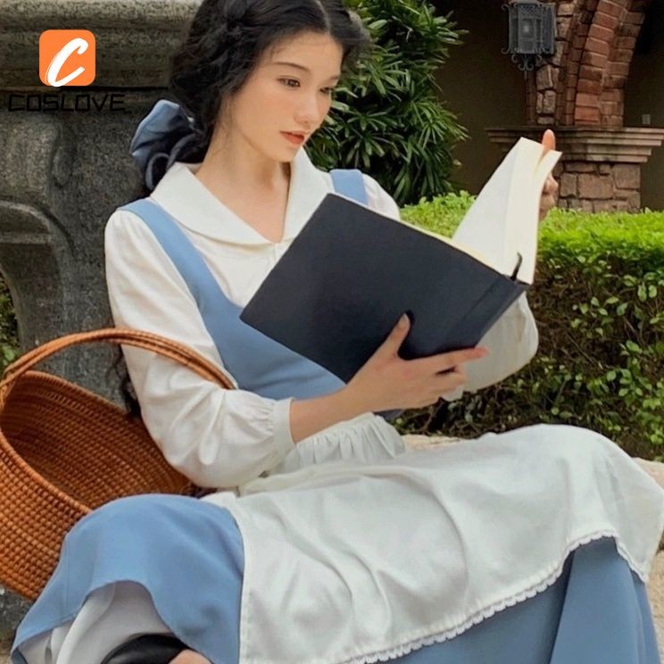Trang phục cosplay Belle quái thú full set, đầm tay dài cho nữ