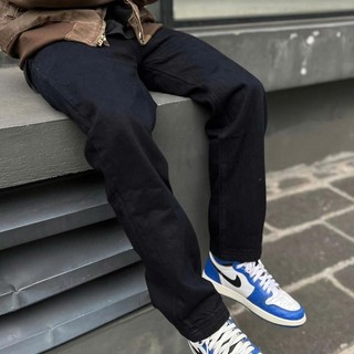 Quần Jean Nam Ống Suông Đứng màu đen, Quần Bò Nam Form Suông Rộng chất jean mềm co giãn