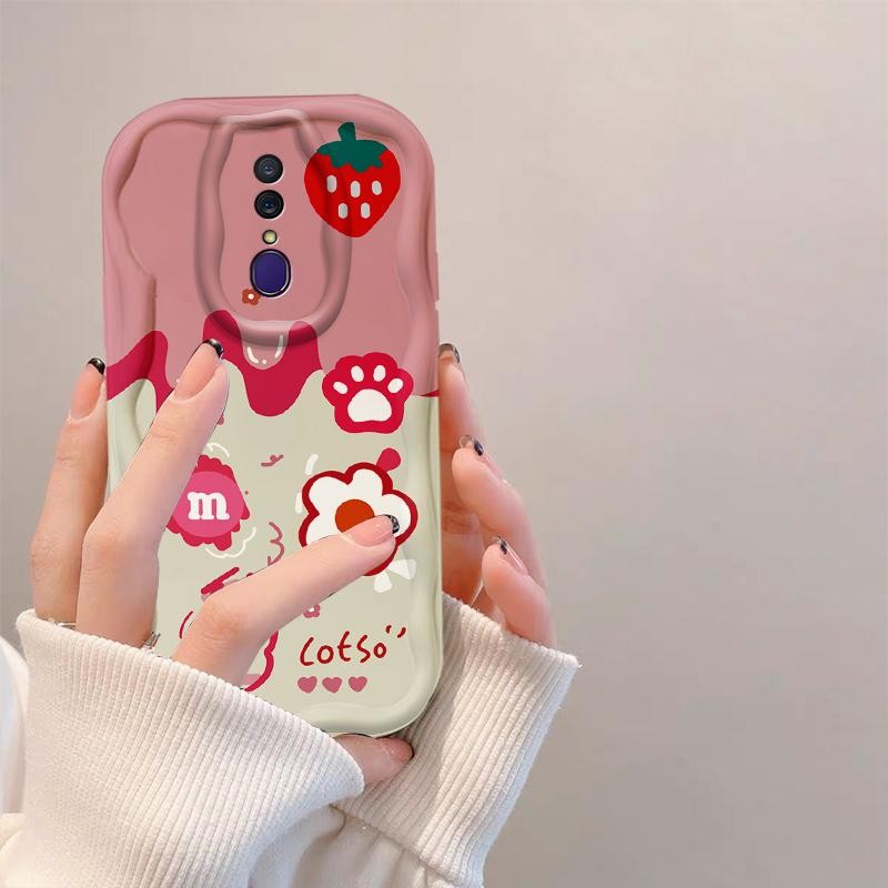 Vỏ Silicon Hoạt Hình Cho OPPO F11 3D Cầm Tay Mềm TPU Dễ Thương Kem Dâu Tây Loopy Thẩm Mỹ Chống Sốc Ốp Điện Thoại
