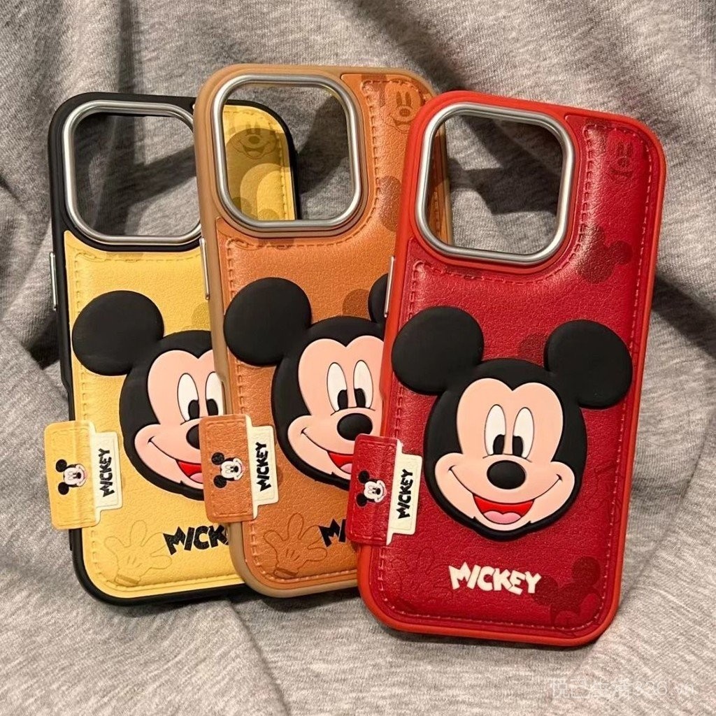 Ốp điện thoại di động 16Promax da chuột Mickey dễ thương iPhone 15 Mickey 14 chống rơi 13 nữ