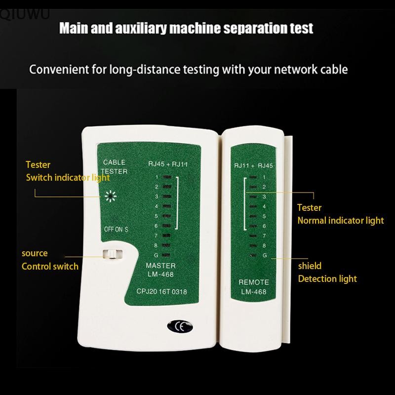 Máy kiểm tra cáp mạng QIUWU RJ45 RJ11 Cat5 Cat6 UTP LAN Cable Test Tool Mạng dây cáp điện thoại Công cụ theo dõi máy dò đường dây.