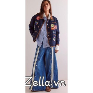 Quần Jean Giặt Thấp Tầng Quần Jean Chân Rộng Sọc In Hình Viền Quần Denim