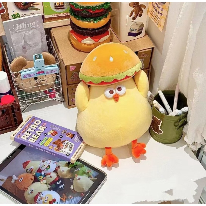 Kawaii Dundun Gà Sang Trọng Đồ Chơi Dễ Thương Hamburger Gà Sang Trọng Búp Bê Sáng Tạo Sandwich Pizza Gà Đồ Chơi Nhồi Bông Mềm Mại Cho Bé Làm Dịu Búp Bê Trang Trí Nhà Quà Tặng Năm Mới Quà Tặng Sinh Nhật