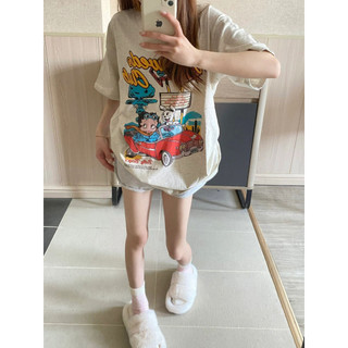 HIIXIIVI Áo thun cotton tay ngắn cổ tròn thời trang mùa hè phong cách Hàn Quốc cho nữ