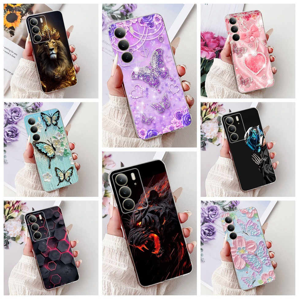 Ốp Lưng Cho Realme C75 Mèo Dễ Thương Thời Trang Hoa Hoạt Hình Thoáng Mát Trong Suốt TPU Ốp Lưng Cho Realme C75 Ốp lưng Trong Suốt