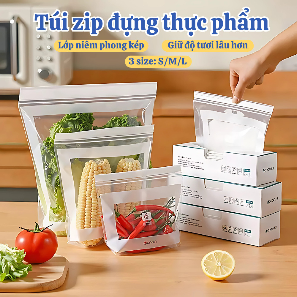 Combo 3 Hộp Túi Zip Đựng Thực Phẩm, Bảo Quản Đồ Ăn Đông Lạnh, Đồ Khô Tiện Lợi, Túi Bọc Thực Phẩm DINO