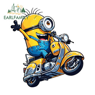 EARLFAMILY Minions Đi Xe Máy Dễ Thương Miếng Dán Xe Máy Chống Thấm Nước Hành Lý Xe Tay Ga Vinyl Đề Can Tắc Xước Cửa Xe Bảo Vệ